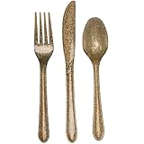 Creative Converting Premium Plastic Glitz Gold Glitter Cutlery, 24 Utensils Per Package