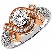 Two Tone Crossover Diamond Engagement Ring (Center stone is not included)