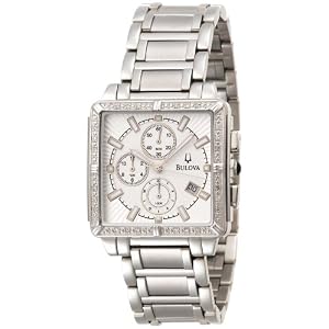 Bulova Mens 96E104 Diamond Accented Stainless Steel Bracelet Watch