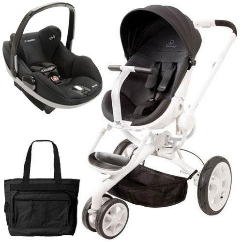 Quinny CV078BIK Moodd Prezi Travel system w Diaper bag and car seat - Black Irony