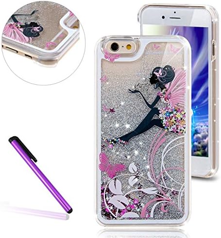 iphone 6 Plus/6S Plus 5.5" case 3D Quicksand Quicksand Brilliant Luxury Bling Glitter Liquid Floating Angle Girl Moving Hard Protective Case for Apple iPhone 6 Plus/6S Plus(5.5"Sliver,Butterfly Girl)