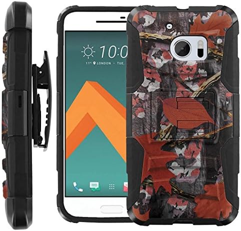 [Red Camo Hunter] HTC 10 Case [COMBAT] Rugged Holster Combo Case Layer Hybrid [Defender Body] Hybrid Armor Kickstand Bumper Cover for [HTC 10]