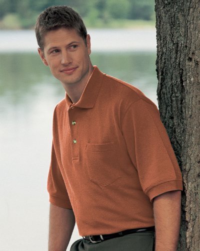 TriMountain Men's Big and Tall Stylish Pique Knit Golf Shirt, Burnt Orange, XXXLarge. 106 Picture