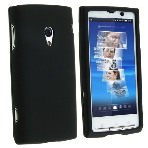 Best Price Snap-on Rubber Coated Case for Sony Ericsson Xperia X10, Black