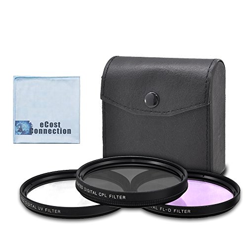 72mm High resolution Pro series Multi Coated HD 3 Pc. Digital Filter Set for Canon EF-S 15-85mm f/3.5-5.6 IS USM Lens, EF-S 18-200mm f/3.5-5.6 IS Lens, EF 50mm f/1.2L USM Lens, EF 85mm f/1.2L II USM Lens and More Models + eCost Microfiber Cloth