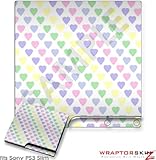 Sony PS3 Slim Skin - Pastel Hearts on White