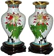 Vintage Chinese Cloisonne Vases - Set of 2, Plum Blossoms for Long Life