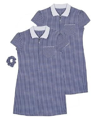 Gingham Zip Dress Navy 2-Pk