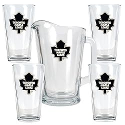 Toronto Maple Leafs NHL 4pc Pint Ale Glass & 60oz Pitcher Set - Primary Logo by Great American Products