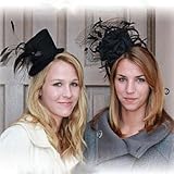 Cocktail Black Mini Top Hat W/Net Trim Headband