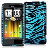 Electromaster(TM) Brand - Black / Baby Blue Zebra Design Crystal Hard Skin Case Cover New for HTC Raider 4G / Vivid / Holiday