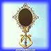 Vintage Vanity Mirror with Stand Swarovski Crystals 8.5" Gold Blue Antique Style