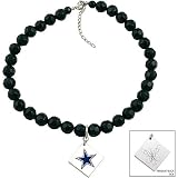 Touch By Alyssa Milano Dallas Cowboys Black Glass Bead Metal Logo Pendant