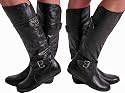 EyeCatchShoes - Womens Biker Style Faux Leather Buckle Boots