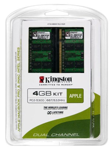 Childrens Toyshop  Electronics : Kingston Apple 4GB Kit 667MHz DDR2 SoDimm Dual Channel Memory  (KTA-MB667K2/4GR)