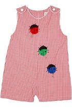 ZU Petit Ami Newborn Boys Lady Bug Seersucker Sunsuit Romper, 3M