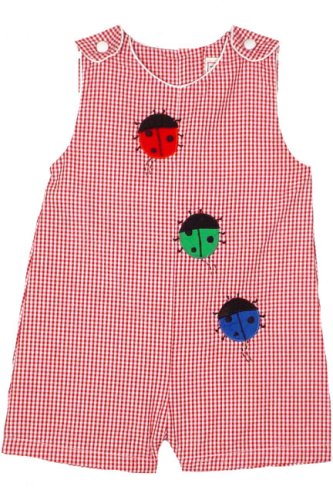 ZU Petit Ami Newborn Boys Lady Bug Seersucker Sunsuit Romper, 3M