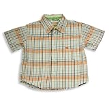Cool Island - Toddler Boys and Boys Short Sleeve Plaid Button Down Shirt, Orange, Blue, White