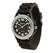 Brown Silicone Band Designer Style Crystal Bezel Watch Large Face