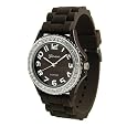 Geneva Platinum CZ Accented Silicon Link Watch