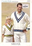 Sirdar 5488 Knitting Pattern : Mans and Boy's Cricket Sweater and Slipover (26-44in)
