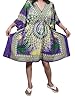 Mogul Womans Short Kaftan Caftan Purple Medallion Beach Coverup Tunic Tops