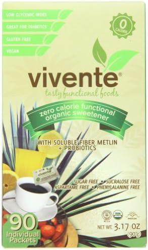 Vivente Zero Calorie Organic Sweetener with Fiber and Probiotics, 90 Count