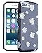 Dimaka Case for iPhone 7 Plus and iPhone 8 Plus, Cute Daisy Flower Vintage Black Pattern Protective Bumper,2 Layer Parts Hybrid 360 Full Cover for iPhone 7 Plus and iPhone 8 Plus
