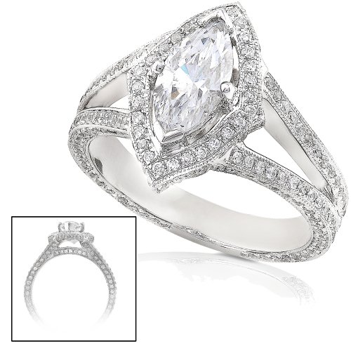 Unique 1 1/2ctw Marquise diamond ring in Unique 1 1/2ctw Marquise diamond ring in