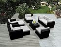 Genuine Ohana Outdoor Patio Sofa Wicker Sectional Furniture 9pc Couch Set with Free Patio Cover