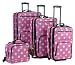 Rockland Luggage Dots 4 Piece Luggage Set, Pink Dots, One Size