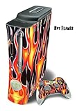 Skin Decal Cover for Xbox 360 Console + two Xbox 360 Controllers - Hot Flam ....