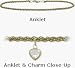 10 Karat 10 Yellow Gold Wheat Style White Stone Heart Charm Anklet