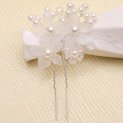 Easy-South-Life Elegant Women Jewelry Bridal Hair Pin Fascinator Headpiece Bridal Flowers Pearl Wedding Hair Accessory