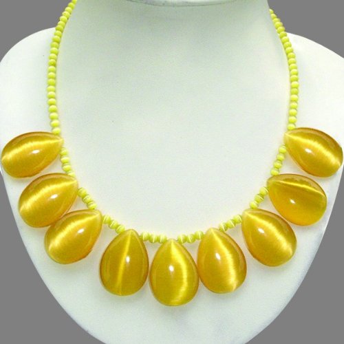 EXP Handmade Teardrop Glass Silver Necklace