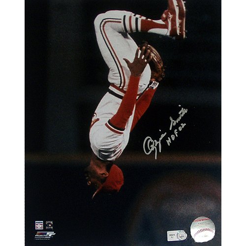 Steiner Sports MLB Ozzie Smith Cardinals White Jersey Flip Vertical Autographed 8-by-10-Inch Photograph with 