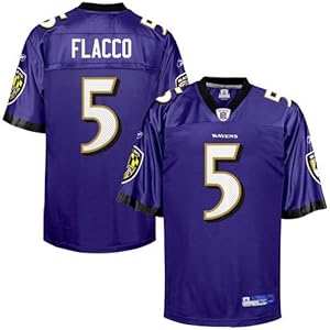 Reebok Baltimore Ravens Joe Flacco Replica Jersey,Purple,Large