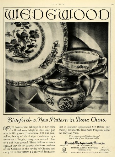 Best Cheap 1929 Ad Josiah Wedgwood Sons China Teapot Mug Plate Birds Vase Chinese Dining - Original Print Ad