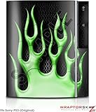 Sony PS3 Skin Metal Flames Green