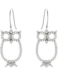 14K White Gold Diamond Owl Earrings - 0.50 Ct. -- LIFETIME WARRANTY