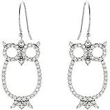 14K White Gold Diamond Owl Earrings - 0.50 Ct.