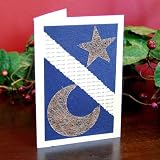 Pack of Five Handmade Arabic Moon and Star Eid Cards