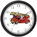 Red Fire Truck or Firetruck Wall Clock by WatchBuddy Timepieces (Black Frame)