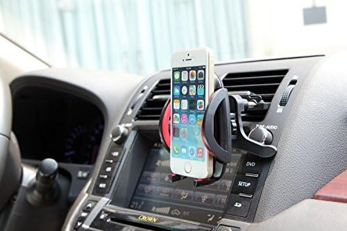 Showpin™ Universal Car Mount Vehicle AC Air Vent Cell Phone Holder for iPhone 5, 5S, 4S, 4, 3GS, 3G - iPod Touch - Blackberry Z10 - Samsung Galaxy S4 S 4 - Samsung Galaxy S3 S 3 III - Samsung Galaxy Note, Note 2 II - HTC One, One VX (red)