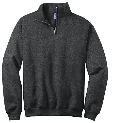Jerzees Adult NuBlend Quarter-Zip Cadet-Collar Sweatshirt (Black) (X-Large)