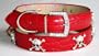 Dog Collar and Leash Set - 10-inch Swarovski Crystal Skull Dog Collars & leash set (red)
