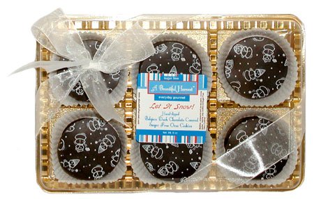 Sugar Free Snowman Themed Belgian Dark Chocolate Cream Sandwich Cookies by A Bountiful Harvest