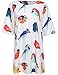 ROMWE Women's Summer Birds Print Short Sleeve Loose Shift Dress White L