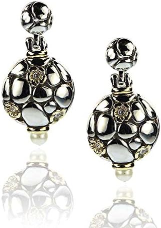 Designer Inspired Gold and Silver Two-tone Pearl Earrings Fashion Jewelry