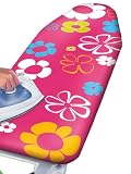 Wenko 1235642500 Bügelbrettbezug Pink Flowers - wäscheschonende Schaumstoffpolsterung, Aluminiumbeschichtung, Baumwolle, 130 x 51 cm